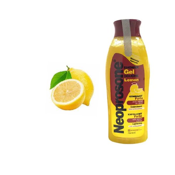 Gel douche gommant forte éclaircissant antibactérien avec extrait de citron. NEOPROSONE Shower gel exfoliant forte lightening with antibacterial with lemon extract - Premium soins du corps from Nkento Ethnik - Just €10! Shop now at Nkento Ethnik