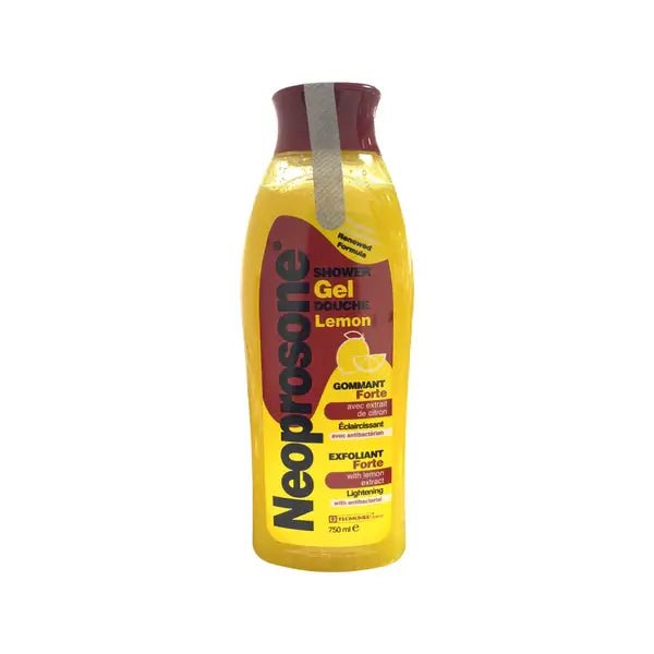Gel douche gommant forte éclaircissant antibactérien avec extrait de citron. NEOPROSONE Shower gel exfoliant forte lightening with antibacterial with lemon extract - Premium soins du corps from Nkento Ethnik - Just €10! Shop now at Nkento Ethnik
