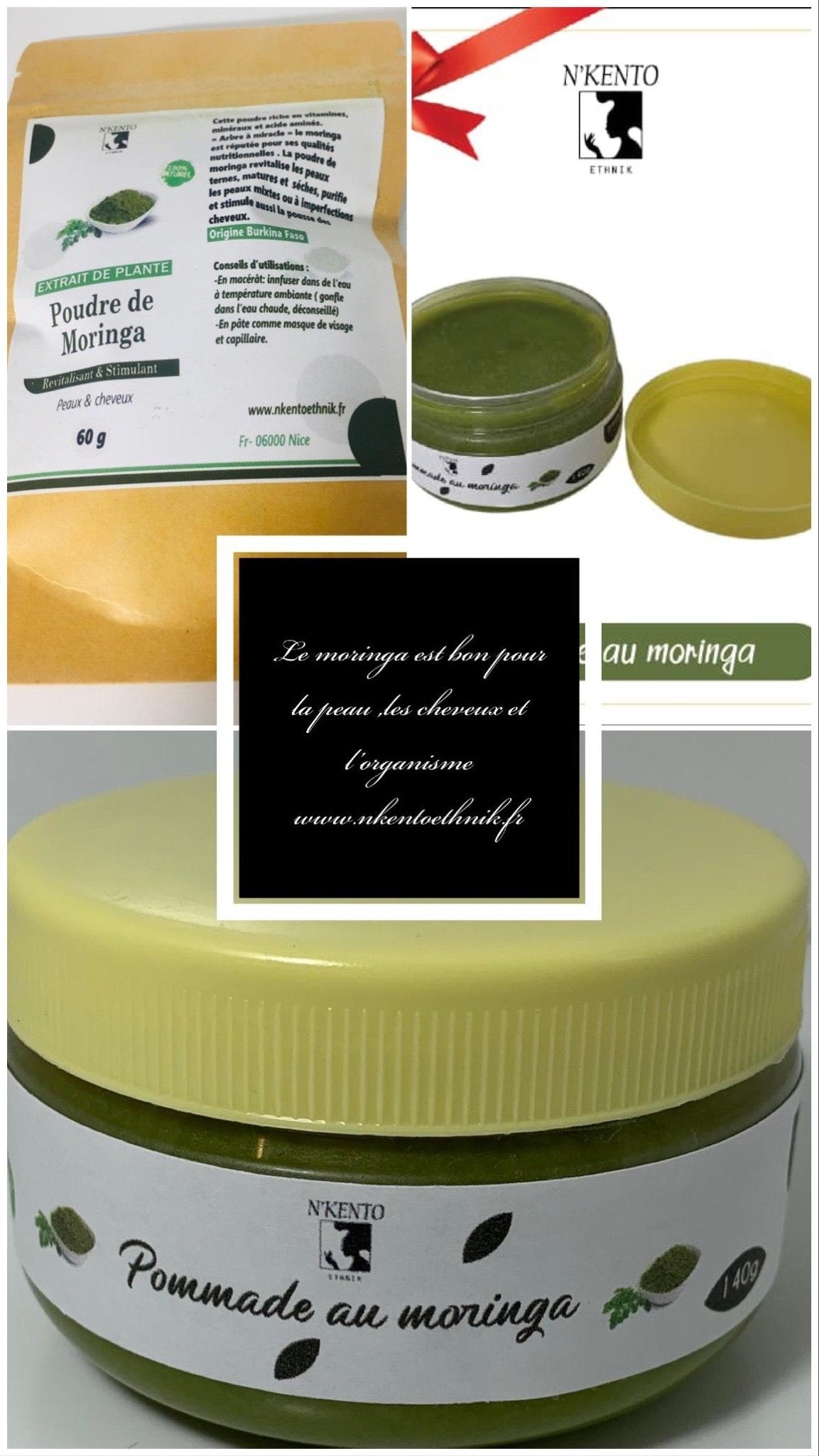 Pommade nourrissante au moringa cheveux crépus - Premium soins capillaire from Nkento Ethnik - Just €7.50! Shop now at Nkento Ethnik