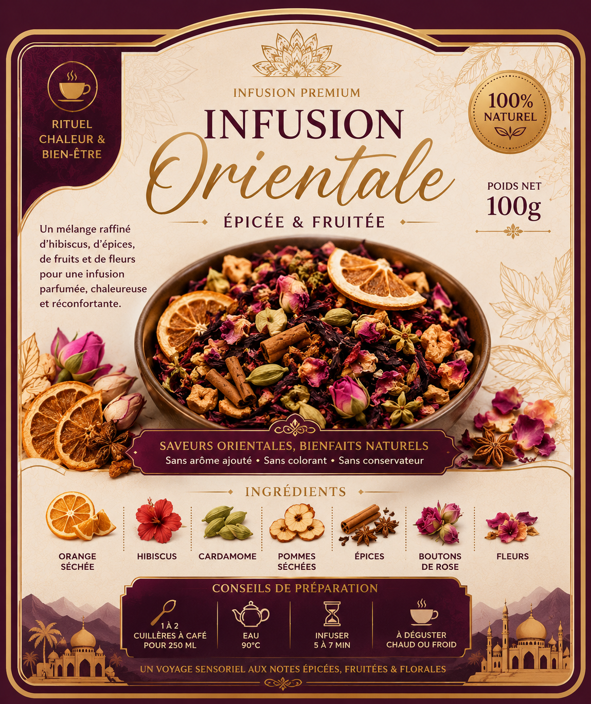 Infusion Orientale Épicée & Fruitée – 100g Digestion - Premium Adulte from  Nkento Ethnik  - Just €20! Shop now at  Nkento Ethnik 