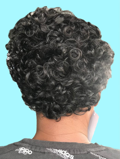Perruque lace front frisés cheveux naturels brésiliens coupe courte