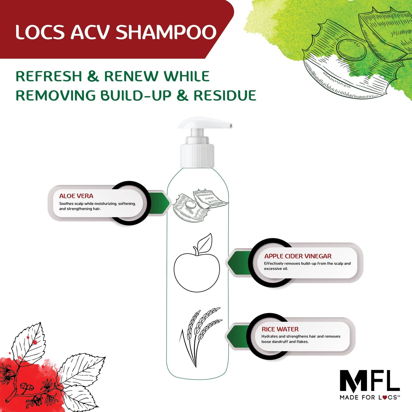 Shampoing Végan au Vinaigre de Cidre pour Locs | 8 oz (236 ml) - Premium soins capillaire from Made For Locs - Just €13.95! Shop now at  Nkento Ethnik 