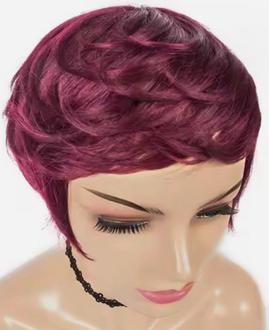 Perruque coupe courte pixie cheveux humains ondulés - Nkento Ethnik