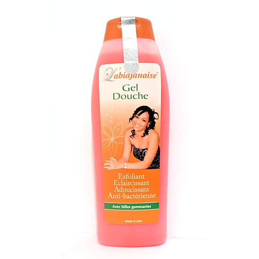 Gel douche l'Abidjanaise, exfoliant, éclaircissant, adoucissant, antibactérienne.shower gel scrubbing,lightening, softening, antibactérial