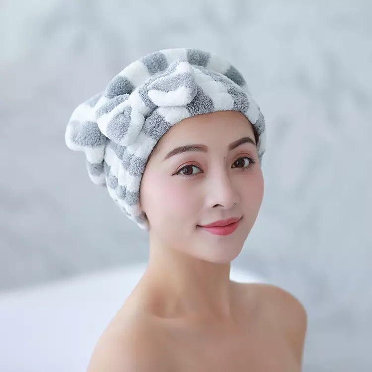 Bonnet femme pour séchage des cheveux